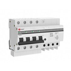 Автомат дифференциальный EKF PROxima АД-4 6А 3P+N тип AC 10 мА 4,5 кА (DA4-06-10-pro)