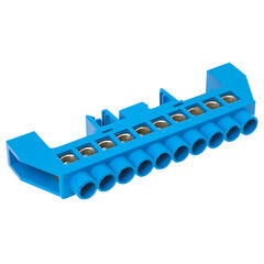 Шина нулевая в нейлоновом корпусе на DIN-рейку EKF PROxima 8х12 мм 10 отверстий синяя (sn0-125-10-dn-r) - фото 2