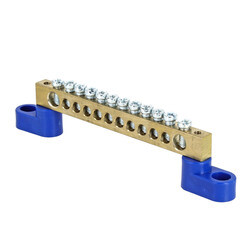 Шина нулевая на 2-х угловых изоляторах EKF PROxima 8х12 мм 12 отверстий синяя (10 шт.) (sn0-125-12-2) - фото 1