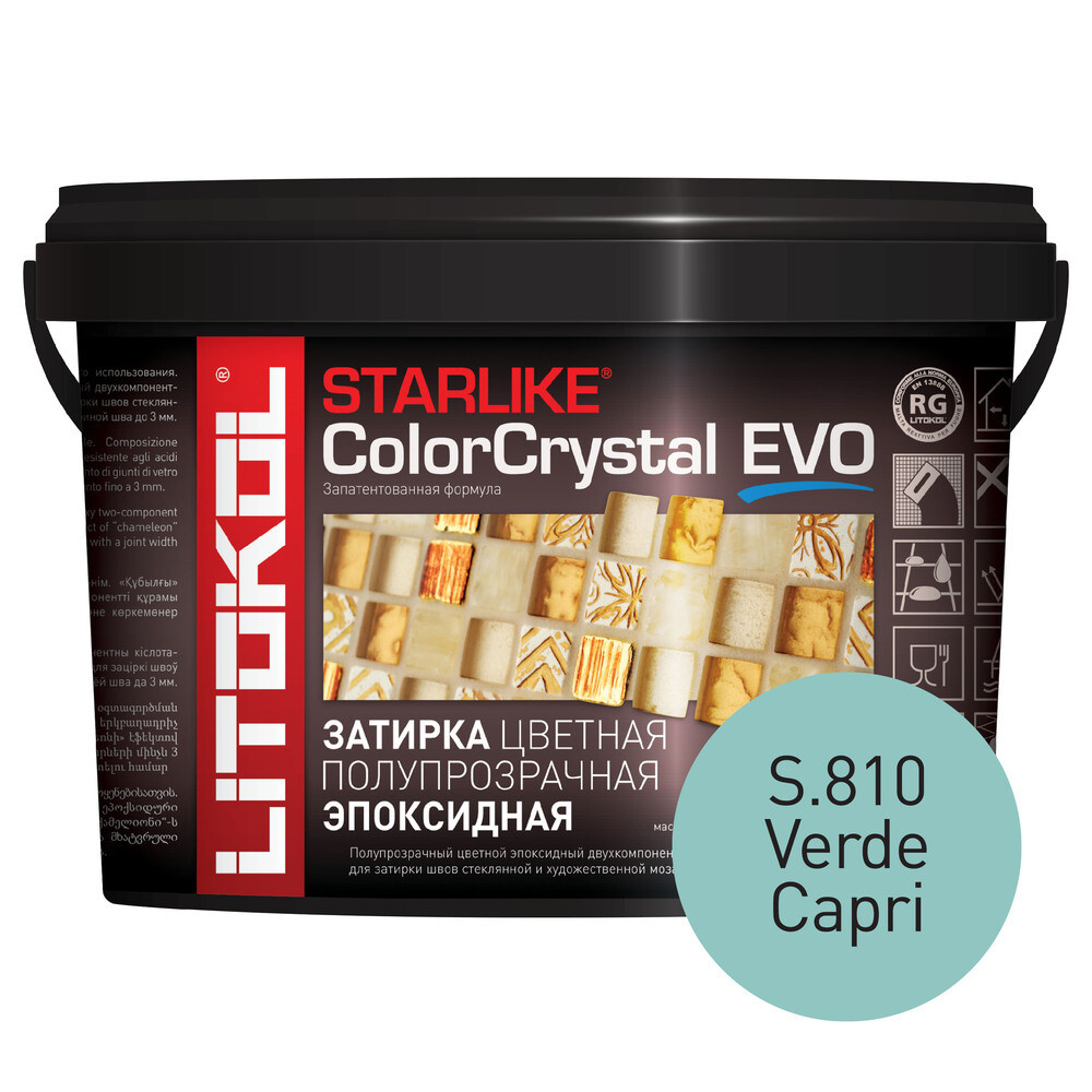 Изображение товара Эпоксидная затирка Litokol StarLike Color Crystal Evo зеленая 2,5 кг для мозаики