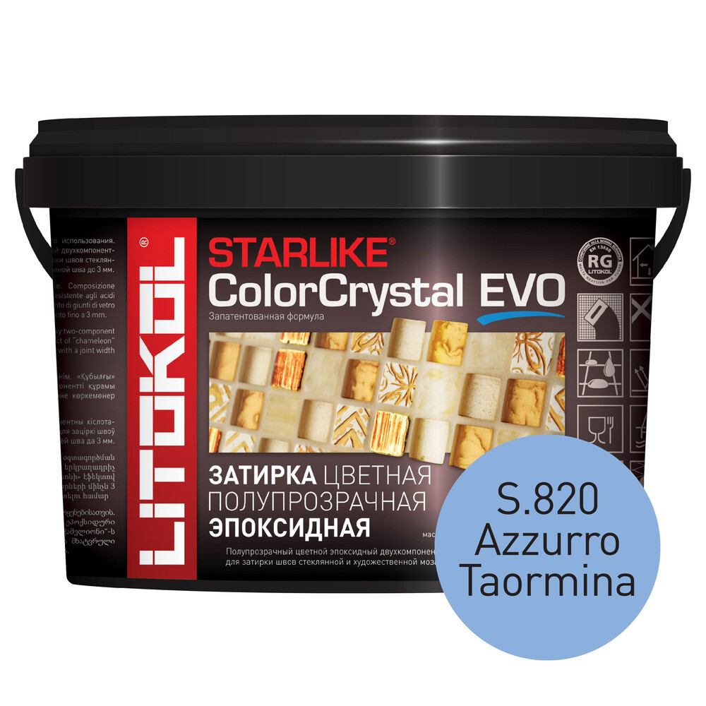 Изображение товара Эпоксидная затирка Litokol StarLike Color Crystal Evo синий 2,5 кг для мозаики и облицовки