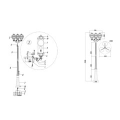 Светильник садово-парковый Outdoor Via золото антик 2150 мм Е27 180 Вт IP44 (O023FL-03G) - фото 2