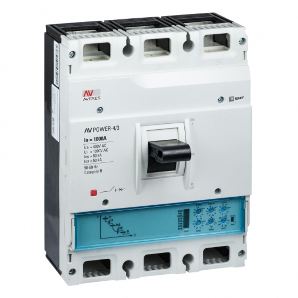 Изображение товара Автоматический выключатель EKF Averes Power 3P 1000А 50 кА литой корпус