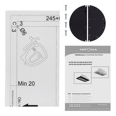 Кухонная вытяжка встраиваемая Krona Kate 600 Glass Black PB K 60 см черная - фото 3