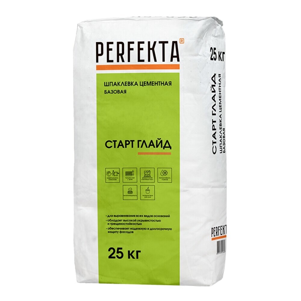 Изображение товара Цементная шпаклевка Perfekta Старт Глайд МН 25 кг для внутренних и наружных работ