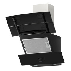 Кухонная вытяжка наклонная Krona Inga 600 Inox/Black push button 60 см черная/нержавеющая сталь - фото 7