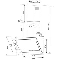 Кухонная вытяжка наклонная Krona Venera 600 Black S 60 см черная - фото 5