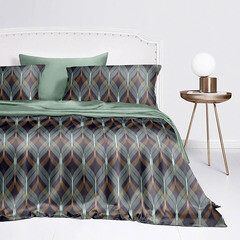 Комплект постельного белья 2-спальный тенсель Mona Liza Mariko зеленый с простыней 215х240 см - фото 2
