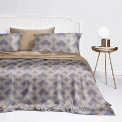 Комплект постельного белья 2-спальный тенсель Mona Liza Alex бежевый с простыней 215х240 см - фото 2