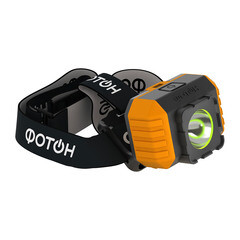Изображение товара Фонарь налобный Фотон RSH-700 светодиодный 1 LED 3 Вт на батарейках ААА пластик 2 режима (23129)