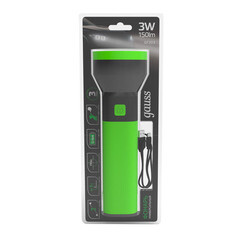 Фонарь ручной Gauss светодиодный 2 LED 3 Вт аккумуляторный Li-Ion 1200 мАч пластик 2 режима (GF203) - фото 8