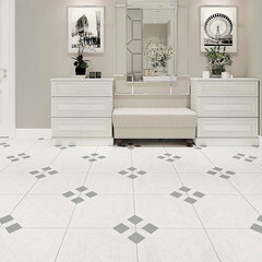 Керамогранит NewTrend Creta Flori Blanco бежевый матовый 410х410х8 мм (11 шт.=1,85 кв.м) - фото 9