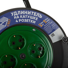 Удлинитель Svet с заземлением 30 м на катушке 2,2 кВт 4 розетки ПВС 3х1 кв.мм IP20 - фото 3