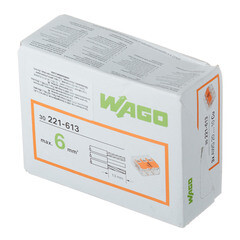 Клемма на 3 провода Wago 0,5-6 кв.мм с рычажками без пасты (30 шт.) (221-613) - фото 2