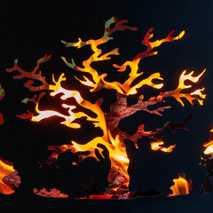 Чаша костровая Деревья 500 мм коническое дно 4 ножки - фото 2