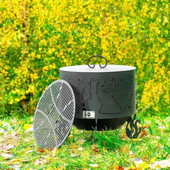 Чаша костровая Коты и звезды 600 мм коническое дно 4 ножки - фото 3