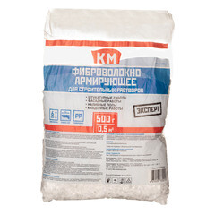 Изображение товара Фиброволокно армирующее для кладочных и штукатурных растворов полипропиленовое КМ Эксперт 0,5 кг