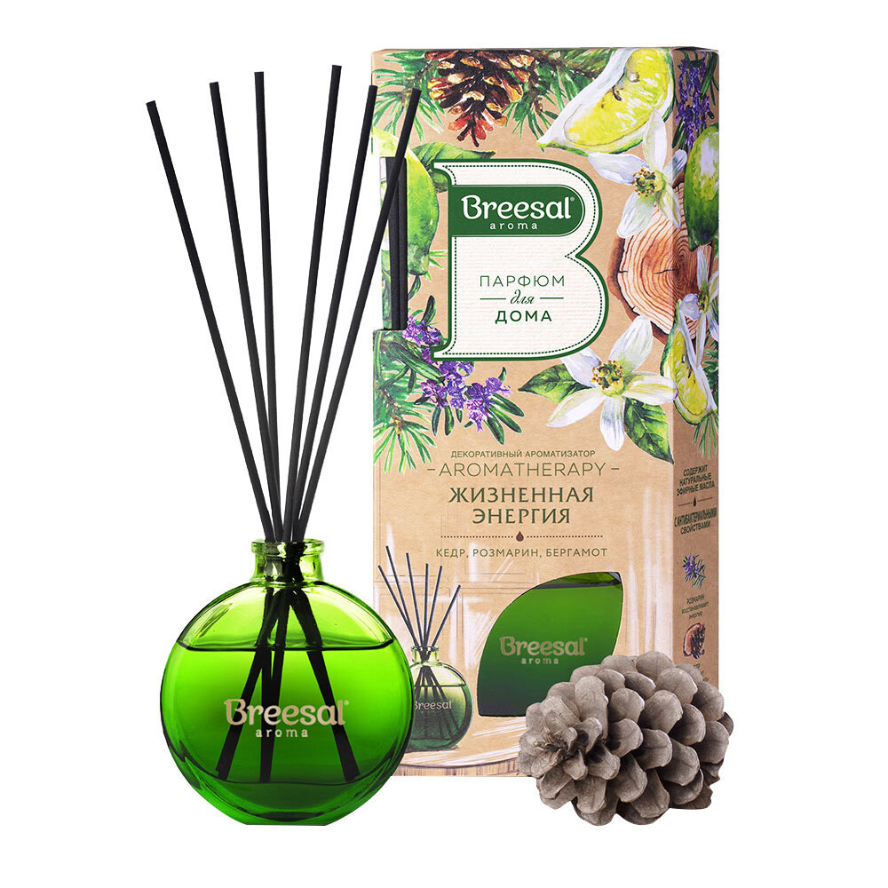 Изображение товара Аромадиффузор с палочками Breesal Aromatherapy Жизненная энергия 70 мл