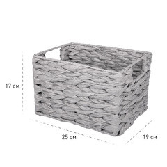 Корзина плетеная для хранения Колос 250х190х170 мм серая - фото 8