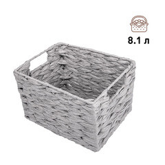 Корзина плетеная для хранения Колос 250х190х170 мм серая - фото 7