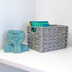 Корзина плетеная для хранения Колос 250х190х170 мм серая - фото 5