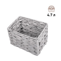 Корзина плетеная для хранения Колос 210х150х150 мм серая - фото 7