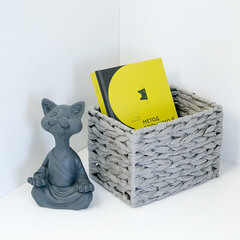 Корзина плетеная для хранения Колос 210х150х150 мм серая - фото 2