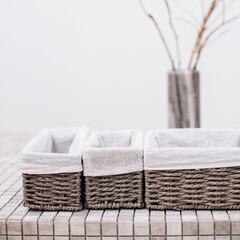 Корзина плетеная для хранения Paper 300х100х105 мм серая - фото 2