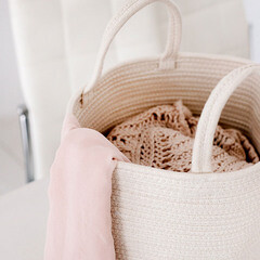 Корзина для хранения Хлопок 350х350х290 мм светло-бежевая - фото 4