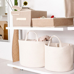 Корзина для хранения Хлопок 350х350х290 мм светло-бежевая - фото 5