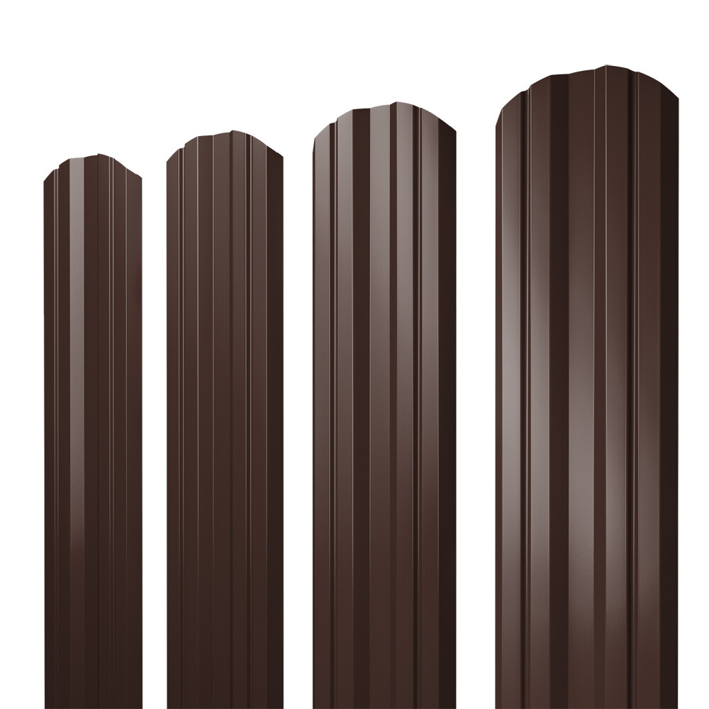 Изображение товара Евроштакетник двусторонний twin 0,45 мм 100х2000 мм коричневый RAL 8017 фигурный срез