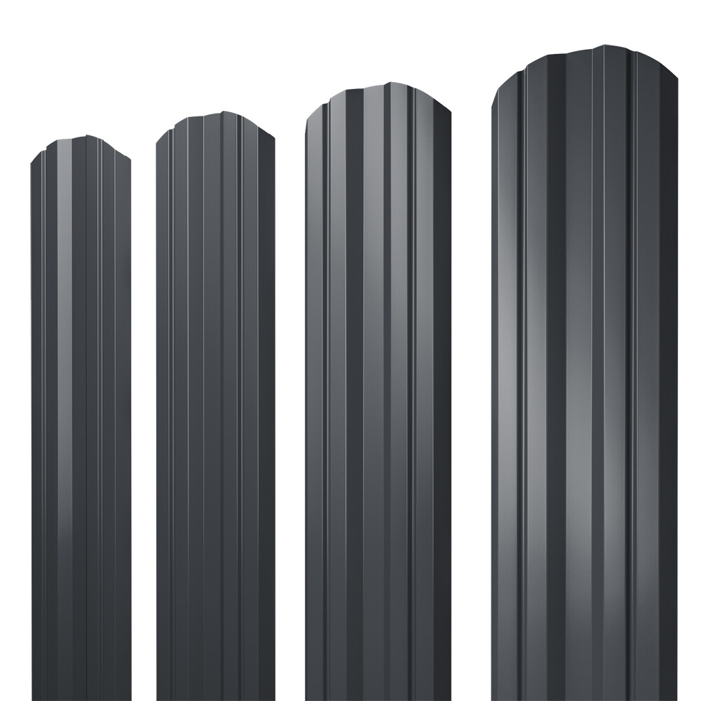 Изображение товара Евроштакетник twin 0,45 мм 100х2000 мм графитовый серый RAL 7024 с фигурным срезом
