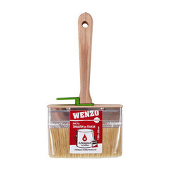 Кисть плоская натуральная щетина деревянная ручка Wenzo Wood 120х25 мм для эмалей и лаков на алкидной основе - фото 3