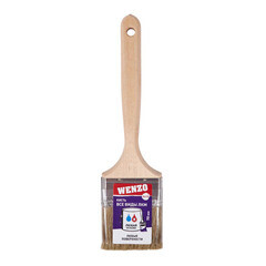 Кисть плоская смешанная щетина деревянная ручка Wenzo Elite 70х14 мм для всех типов ЛКМ на любой основе - фото 2