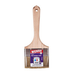 Кисть плоская смешанная щетина деревянная ручка Wenzo Elite 100х14 мм для всех типов ЛКМ на любой основе - фото 3