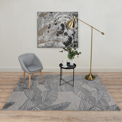 Ковер 0,6х1,1 м прямоугольный Almira листья серо-голубой - фото 2