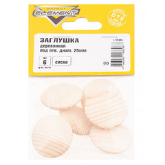 Заглушка декоративная деревянная d25 мм сосна (6 шт.) - фото 2