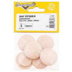 Заглушка декоративная деревянная d25 мм береза (6 шт.) - фото 2