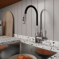 Смеситель для кухни Milardo Meal черный/хром с гибким изливом однорычажный (M01SB2FM05) - фото 9