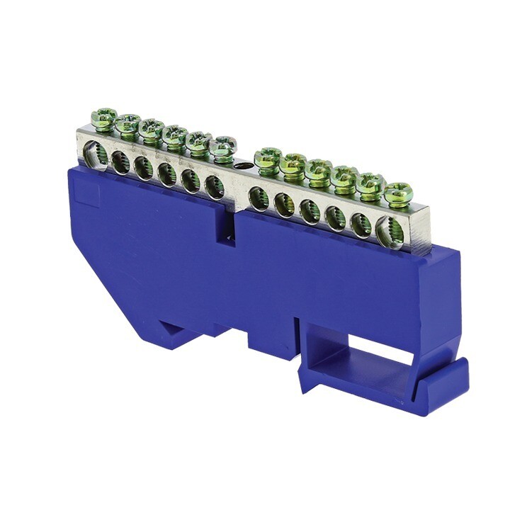 Изображение товара Шина нулевая EKF sn1-63-12-d 6х9 мм на DIN-рейку, синий