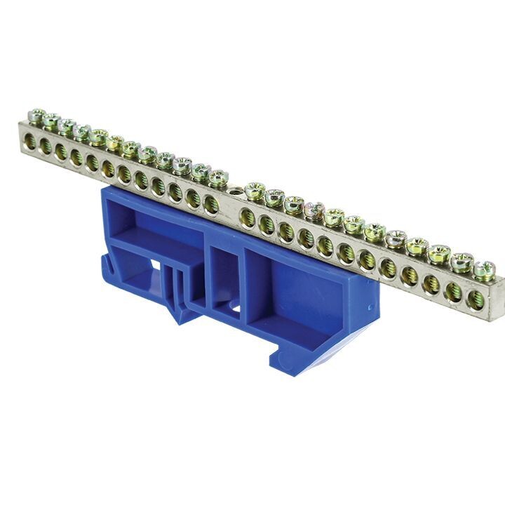 Изображение товара Шина нулевая на DIN-изоляторе EKF PROxima 6х9 мм 24 отверстия оцинкованная латунь синяя (20 шт.) (sn1-63-24-d)