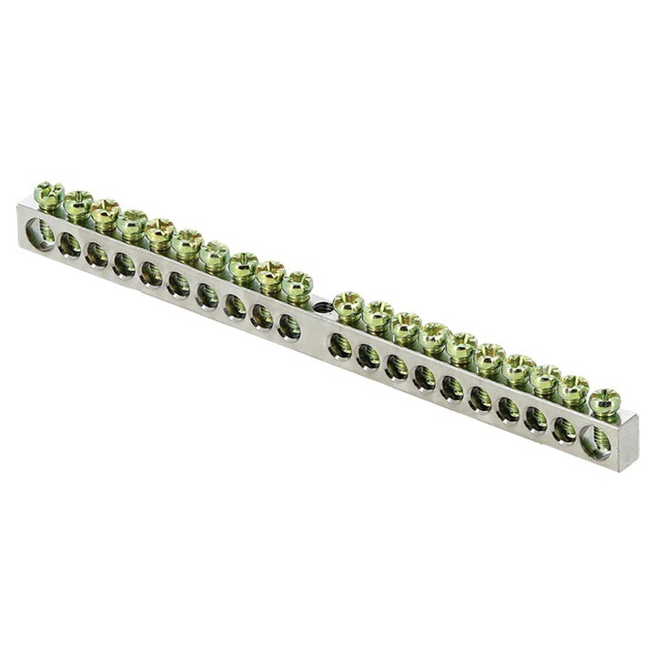 Изображение товара Шина нулевая без изолятора EKF PROxima PEN 6х9 мм 20 отверстий крепеж по центру (10 шт.) (sn1-63-20)