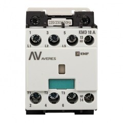 Изображение товара Контактор малогабаритный Averes КМЭ 400 В 18 А тип AC 1НО (ctr-s-18-10-400-av)