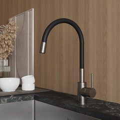 Смеситель для кухни Milardo Meal сатин с гибким изливом однорычажный (M01BN0FM05) - фото 8