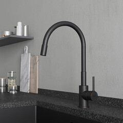 Смеситель для кухни Milardo Meal черный с гибким изливом однорычажный (M01BL0FM05) - фото 3