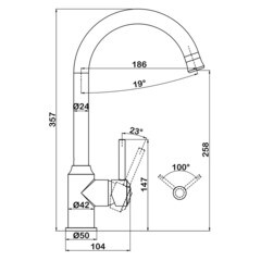 Смеситель для кухни Swedbe Selene хром с высоким изливом однорычажный (7440) - фото 8