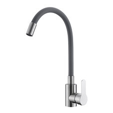 Смеситель для кухни Corsa Deco Vega Steel нержавеющая сталь/серый с гибким изливом однорычажный (966367)