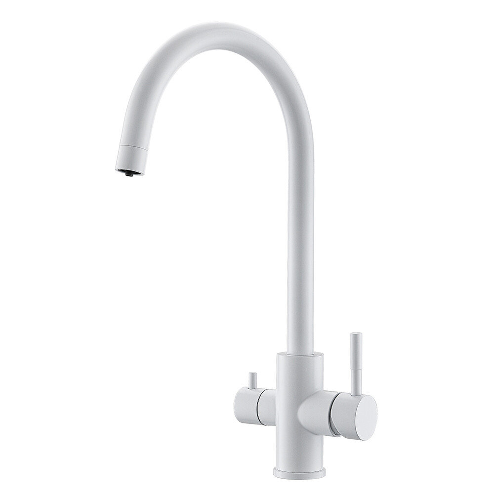 Изображение товара Смеситель для кухни Corsa Deco Pride с высоким изливом и подключением к фильтру, белый, однорычажны