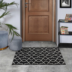 Ковер 0,8х1,5 м прямоугольный Side черно-серый безворсовый - фото 2