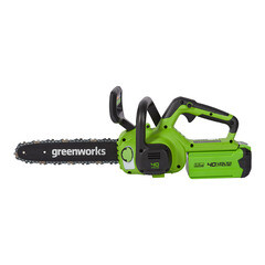 Пила цепная аккумуляторная Greenworks 40V G40CS30IIK2 40 В 12" шаг 3/8" паз 1,1 мм 45 звеньев Li-Ion 2Ач 1 АКБ и ЗУ (2007807UA) - фото 7